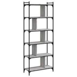 Berkfield Home Bookcase 6-Tier Grey Sonoma 76x32x192 cm Engineered Wood - Size: 76 x 32 x 192 cm - thumbnail 6