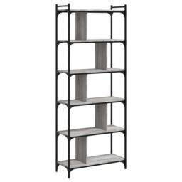Berkfield Home Bookcase 6-Tier Grey Sonoma 76x32x192 cm Engineered Wood - Size: 76 x 32 x 192 cm - thumbnail 2