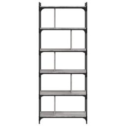 Berkfield Home Bookcase 6-Tier Grey Sonoma 76x32x192 cm Engineered Wood - Size: 76 x 32 x 192 cm - thumbnail 4