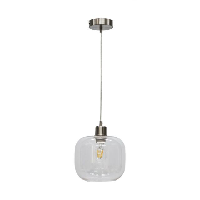 First Choice Lighting Bletch - Clear Glass with Satin Nickel Pendant Fitting - image 1