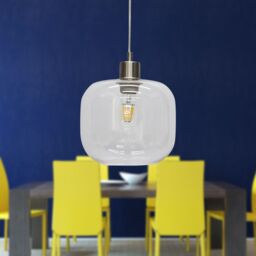 First Choice Lighting Bletch - Clear Glass with Satin Nickel Pendant Fitting - thumbnail 3