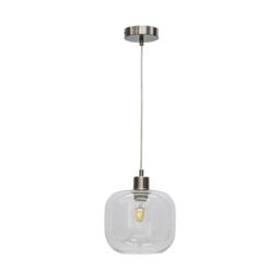First Choice Lighting Bletch - Clear Glass with Satin Nickel Pendant Fitting - thumbnail 1