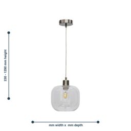 First Choice Lighting Bletch - Clear Glass with Satin Nickel Pendant Fitting - thumbnail 5
