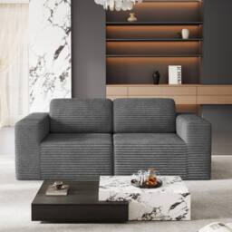 Dprodo Corduroy Modular Sofa, 202CM Loveseat Couch, 25V9 in Grey - thumbnail 8