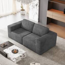 Dprodo Corduroy Modular Sofa, 202CM Loveseat Couch, 25V9 in Grey - thumbnail 9