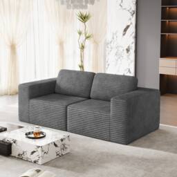 Dprodo Corduroy Modular Sofa, 202CM Loveseat Couch, 25V9 in Grey