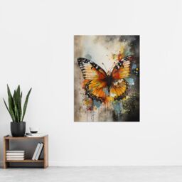 "Artery8 Modern Ink Monarch Butterfly Watercolour Splatter Drip Extra Large XL Wall Art Poster Print - Size: W24"" x H32""" - thumbnail 4
