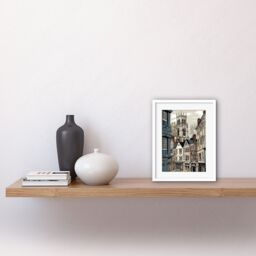 "Artery8 Wall Art Print Shambles Street Cityscape with York Minster Towers Artwork Framed 9X7 Inch in White - Size: W7"" x H9""" - thumbnail 2