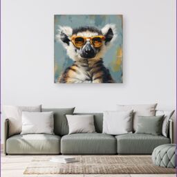 Warren Reed - Designer Lemur In Glasses Canvas - Size: w40 inch x h40 inch - thumbnail 1