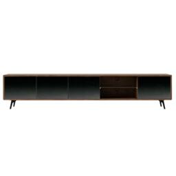 Angel Cerda Walnut TV Unit with Mirror-Effect Black Glass, 4 - thumbnail 2