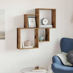 Berkfield Home Wall Shelf Old Wood 80x15x78.5 cm Engineered Wood in Brown - thumbnail 3