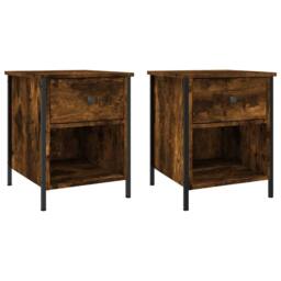 Berkfield Home Durable Bedside Cabinets 2 pcs Smoked Oak 40x42x50 cm Engineered Wood in Brown - Size: 40 x 42 x 50 cm - thumbnail 3