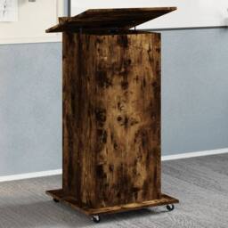 Berkfield Home Lectern with Wheels & Drawer Smoked Oak 55x55x107 cm Engineered Wood in Brown - Size: 55 x 55 x 107 cm - thumbnail 2