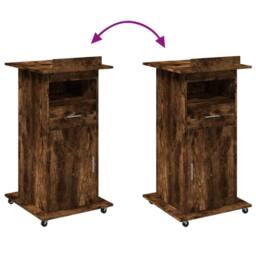 Berkfield Home Lectern with Wheels & Drawer Smoked Oak 55x55x107 cm Engineered Wood in Brown - Size: 55 x 55 x 107 cm - thumbnail 7