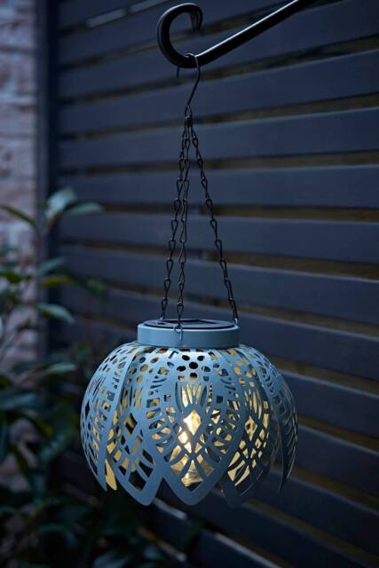 ValueLights Artichoke Pastel Solar Hanging Decorative Outdoor Garden Lantern Light in Baby Blue - image 1