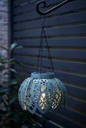 ValueLights Artichoke Pastel Solar Hanging Decorative Outdoor Garden Lantern Light in Baby Blue