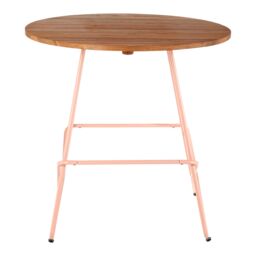 Orsina Metal & Elm Wood Round Table, Versatile Coffee Table for Home & Office, Round Outdoor Dining Table in Pink - thumbnail 3