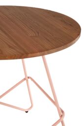 Orsina Metal & Elm Wood Round Table, Versatile Coffee Table for Home & Office, Round Outdoor Dining Table in Pink - thumbnail 5