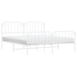 Berkfield Home Metal Bed Frame with Headboard & Footboard White 183x213 cm - thumbnail 4