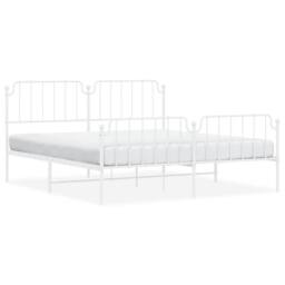 Berkfield Home Metal Bed Frame with Headboard & Footboard White 183x213 cm - thumbnail 3