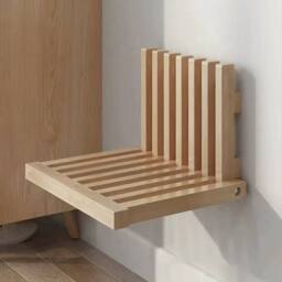 Havendro Solid Wood Wall-Mounted Foldable Seat Entryway Shoe Change Stool in Natural - thumbnail 3