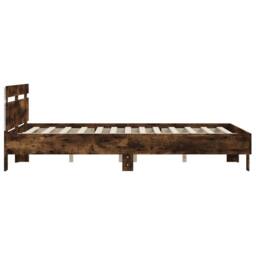 Berkfield Home Bed Frame with LED without Mattress Smoked Oak 150x200 cm King Size in Brown - thumbnail 8