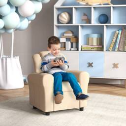 STILVORA Children's Recliner Chair with Footrest in Beige - thumbnail 3