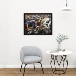 "Artery8 Wall Art Print Knight Ruby Loftus Screwing Breech WWII War Painting Large Framed Wall Décor Art in Black - Size: W18"" x H24""" - thumbnail 2