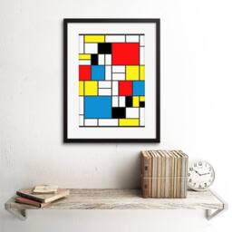 "Artery8 Piet Mondrian Abstract Cubes Squares Artwork 12x16"" Framed Art Print - Size: W12"" x H16""" - thumbnail 2