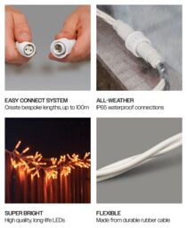 Xmas Haus Cluster Lights White Rubber IP65 Copper Gold 10M - thumbnail 5