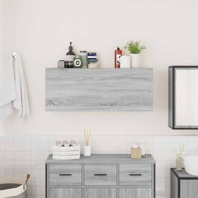 Berkfield Home Decorative Bathroom Wall Cabinet Grey Sonoma 100x25x40 cm Enginee - Size: 100 x 25 x 40 cm - image 1