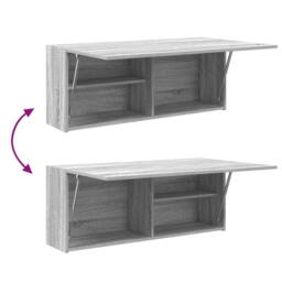 Berkfield Home Decorative Bathroom Wall Cabinet Grey Sonoma 100x25x40 cm Enginee - Size: 100 x 25 x 40 cm - thumbnail 8