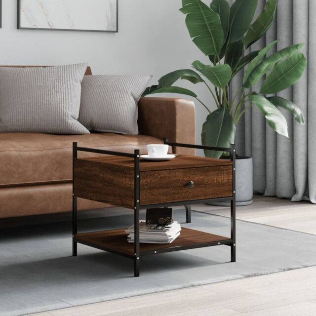 Berkfield Home Coffee Table Brown Oak 50x50x50 cm Engineered Wood - Size: 50 x 50 x 50 cm - image 1