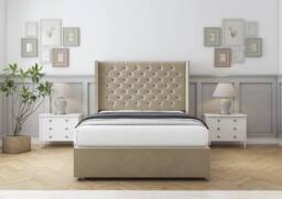 "Sloomy Dior Coniston Divan Bed Base No Drawers - 54"" Wingback Headboard in Cream - Size: Small Single" - thumbnail 2