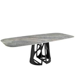Angel Cerda Oval Blue Porcelain Marble Dining Table with Black