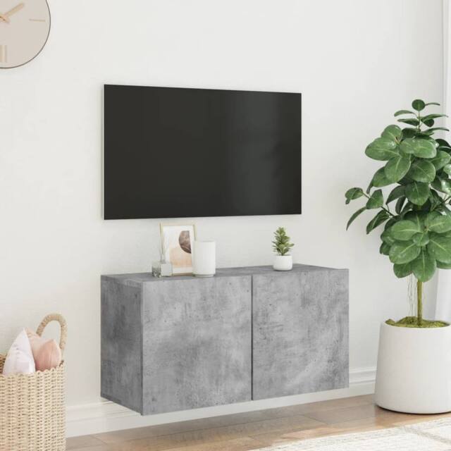 Berkfield Home TV Cabinet Wall-mounted Concrete Grey 80x30x41 cm - Size: 80 x 30 x 41 cm - image 1