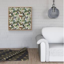 "Warren Reed - Designer Exotic Trees & Animals Framed Canvas in Light Brown - Size: W16"" x H16""" - thumbnail 2