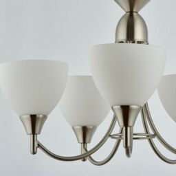 Loops Hanging Ceiling Pendant Light SATIN CHROME 5x Shade Lamp Bulb Holder Fitting - thumbnail 5