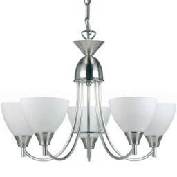 Loops Hanging Ceiling Pendant Light SATIN CHROME 5x Shade Lamp Bulb Holder Fitting