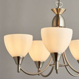 Loops Hanging Ceiling Pendant Light SATIN CHROME 5x Shade Lamp Bulb Holder Fitting - thumbnail 4