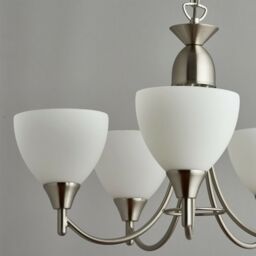 Loops Hanging Ceiling Pendant Light SATIN CHROME 5x Shade Lamp Bulb Holder Fitting - thumbnail 3