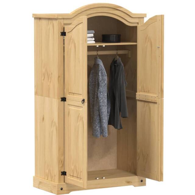 Berkfield Home Wardrobe Corona 102x52x186 cm Solid Wood Pine in Light Tan - Size: 102 x 52 x 186 cm - image 1