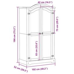 Berkfield Home Wardrobe Corona 102x52x186 cm Solid Wood Pine in Light Tan - Size: 102 x 52 x 186 cm - thumbnail 9