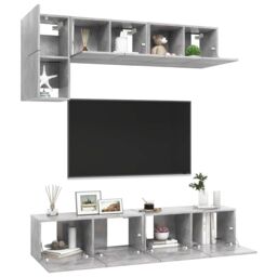 Berkfield Home 5 Piece TV Cabinet Set Concrete Grey Engineered Wood - thumbnail 3