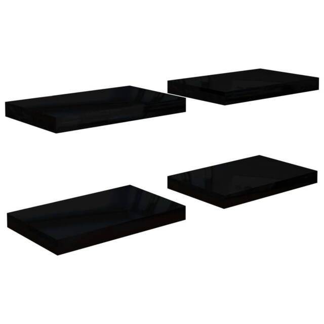 Berkfield Home Floating Wall Shelves 4 pcs High Gloss Black 40x23x3.8 cm MDF - image 1