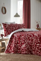 Dreams & Drapes 'Woodland Owls' Fleece Duvet Cover Set in Red - Size: Single - thumbnail 3