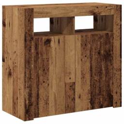 Berkfield Home Sideboard with LED Lights Old Wood 80x35x75 cm Engineered Wood in Brown - Size: 80 x 35 x 75 cm - thumbnail 7