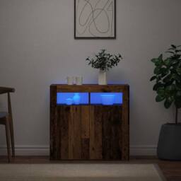 Berkfield Home Sideboard with LED Lights Old Wood 80x35x75 cm Engineered Wood in Brown - Size: 80 x 35 x 75 cm - thumbnail 1