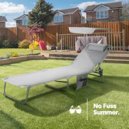 LIVIVO Foldable Reclining Sun Lounger with Adjustable Positions in Grey - thumbnail 2