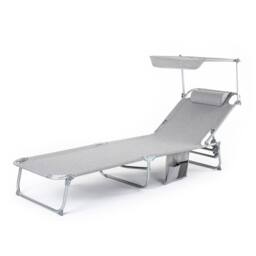 LIVIVO Foldable Reclining Sun Lounger with Adjustable Positions in Grey - thumbnail 1